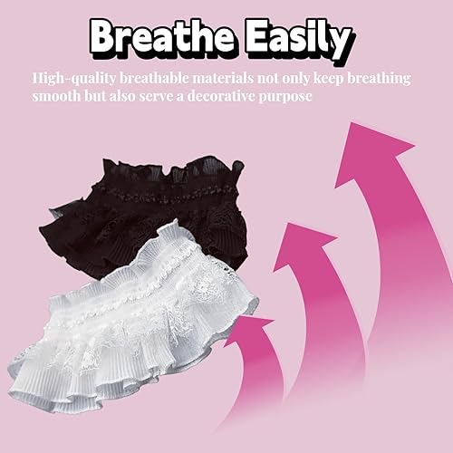 Miniatura 5 de 2 fundas de traqueotomía de encaje  Protector de estoma de cuello blanco y negro, protector de estoma elástico de algodón suave transpirable para