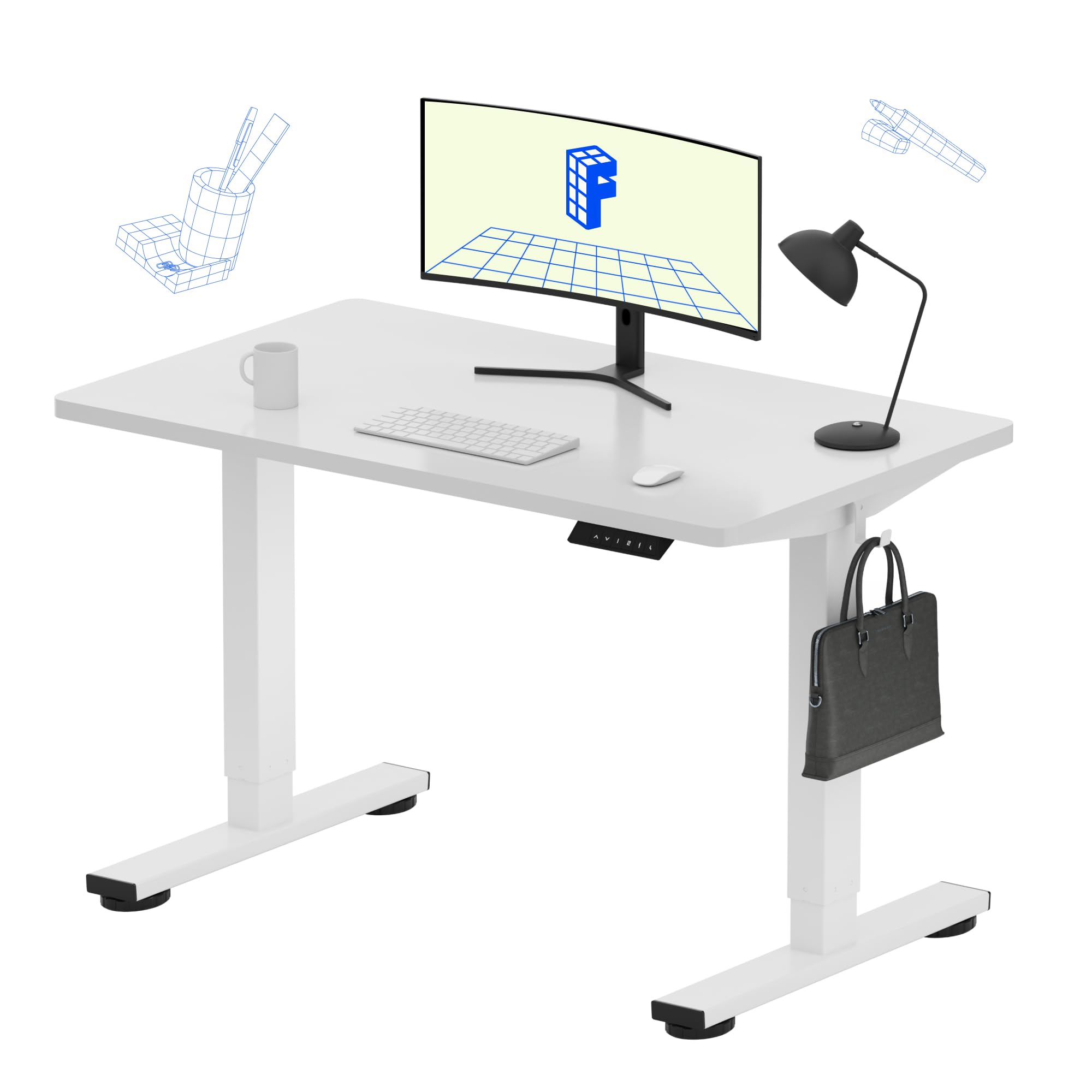 FLEXISPOT EN1 One-Piece Standing Desk, Electric Adjustable with 4 Memory Presets, 176 LBS Capacity, Stable & Quiet, Seamless Desktop for Home Office & Dual Monitors, 40"x24" White(White Frame)