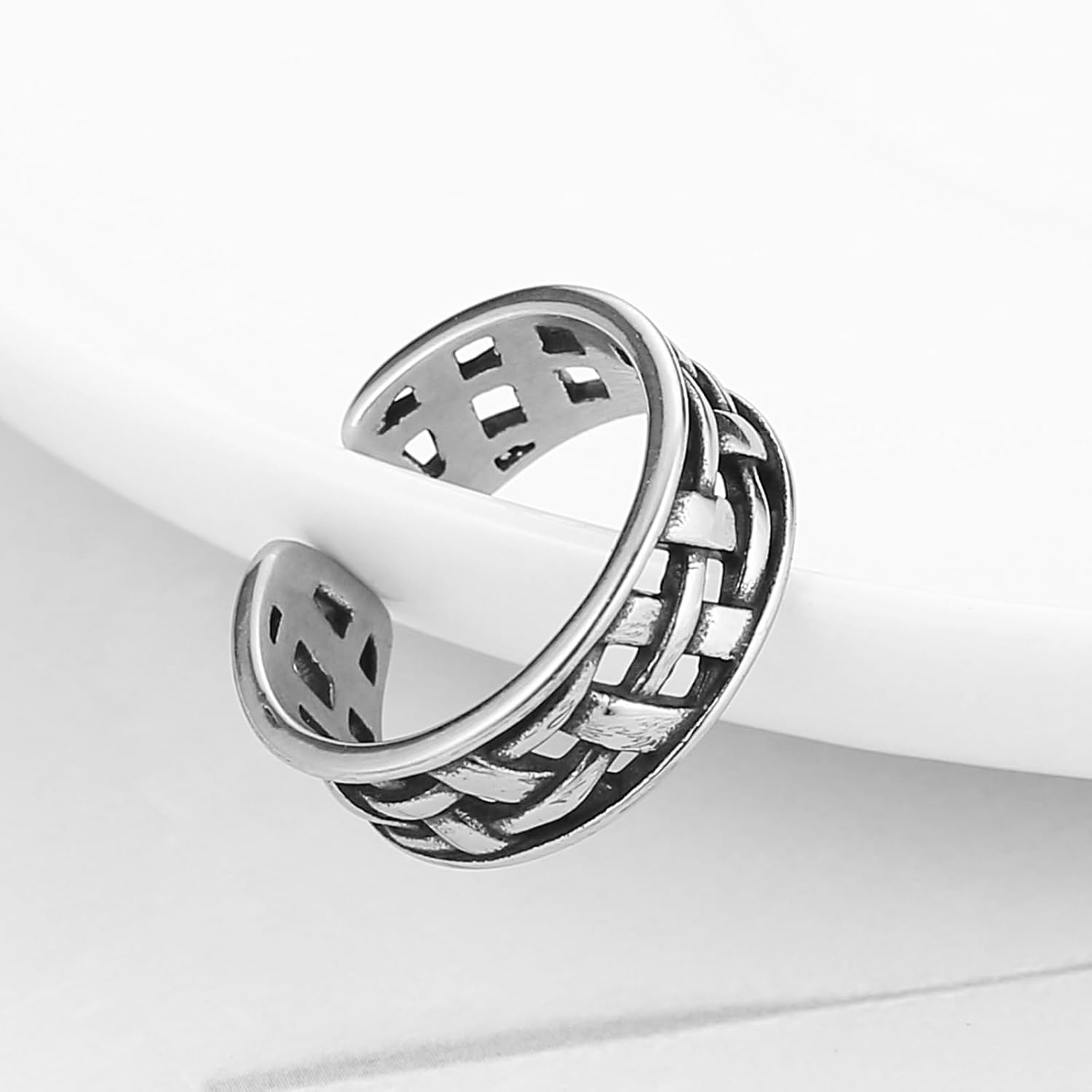 HZMAN Stainless Steel Celtic Hollow Silver Open Ring for Women Size 7-9 inches - Image 4