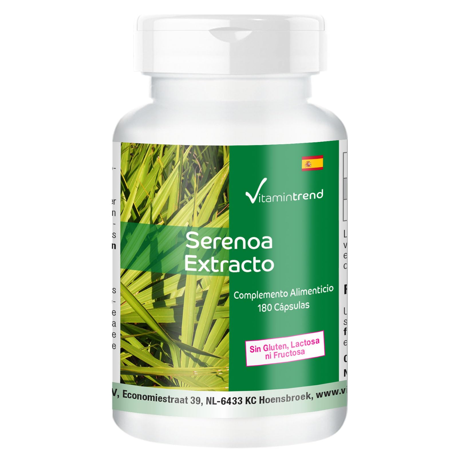 Vitamintrend Extracto de palma enana americana 300 mg, 180 cápsulas, fácil de tragar, complemento alimenticio vegano sin estearato de magnesio, fabricado en Alemania