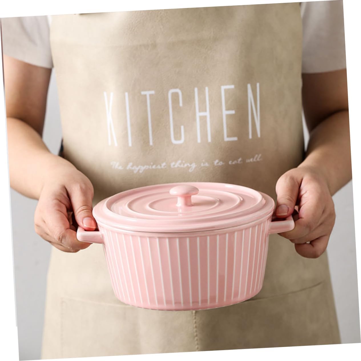 Zerodeko Ceramic Noodle Bowl Lid Insulated Salad Soup Bowl Double Handle Ware Pasta Bowls