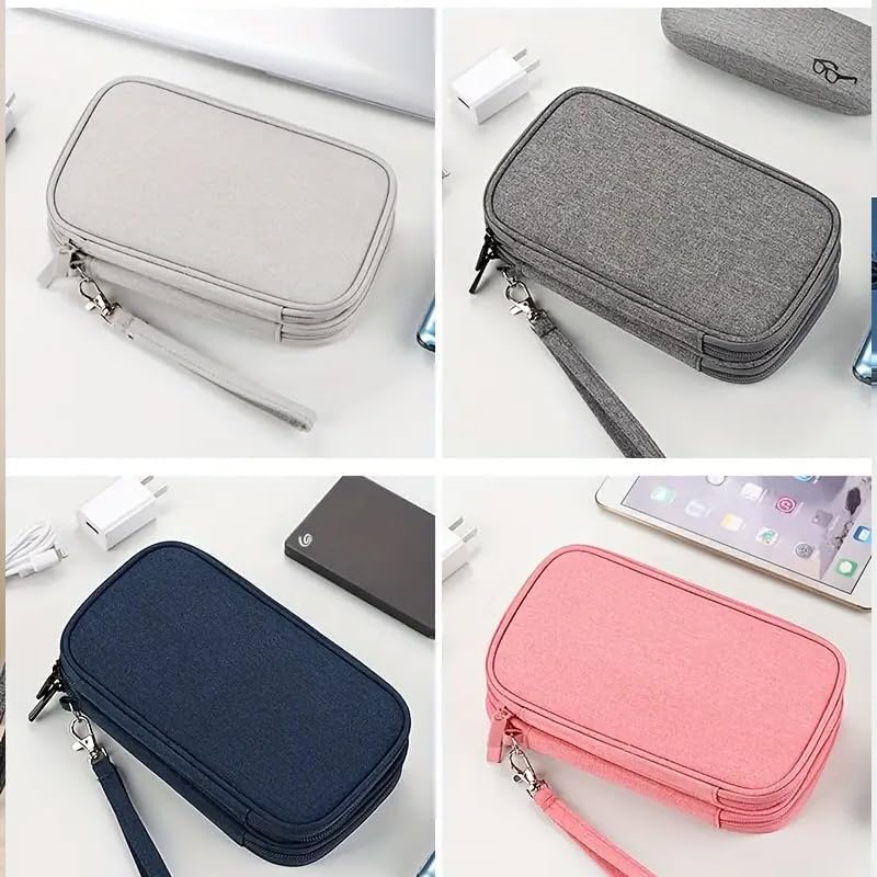 Miniatura 2 de Organizador electrónico de gran tamaño, bolsa de almacenamiento portátil impermeable de doble capa, organizador de cables de viaje, bolsa