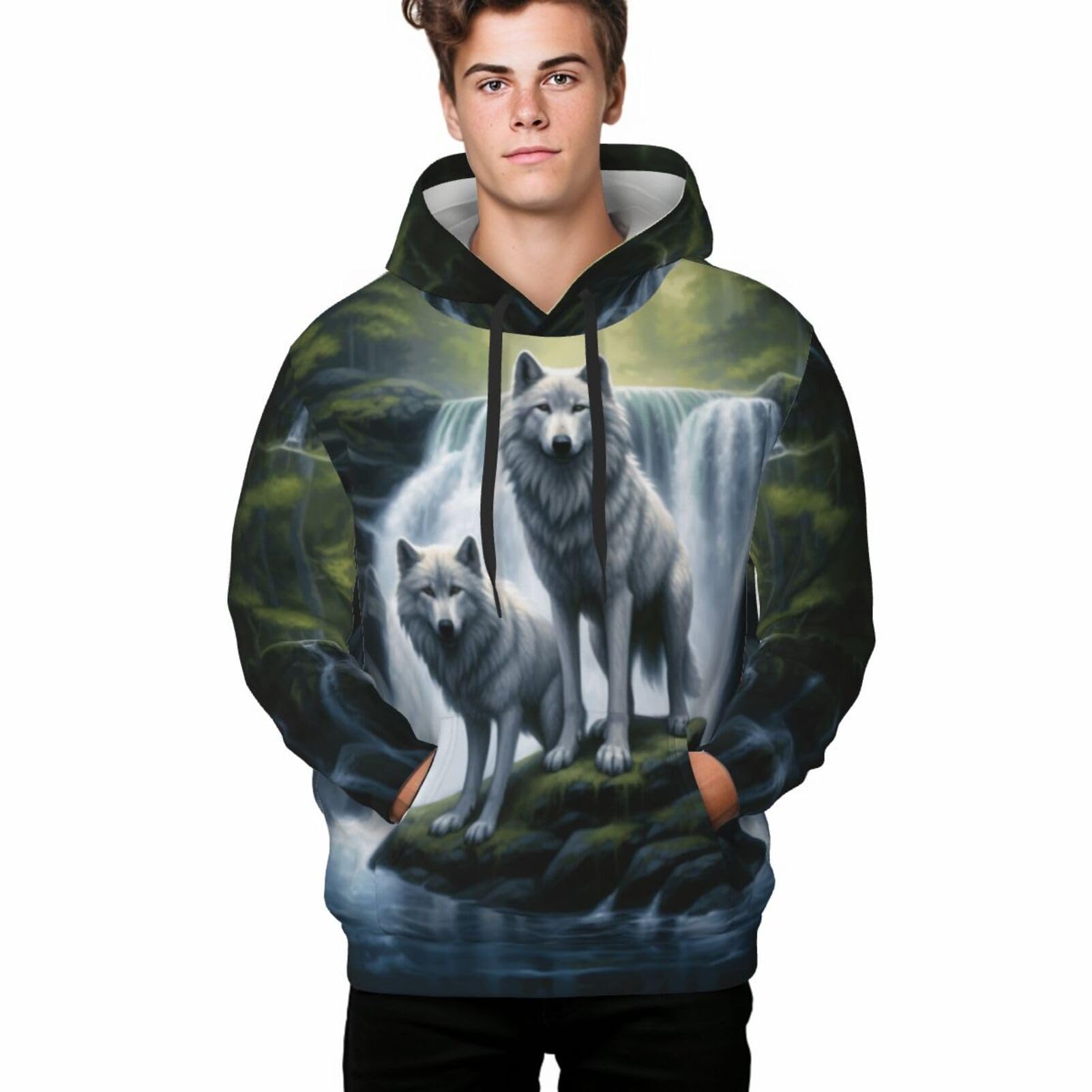 NiuKomHoodies For Men Funny 3d Print Graphic Sweatshirt Unisex Pullover With Big Pockets