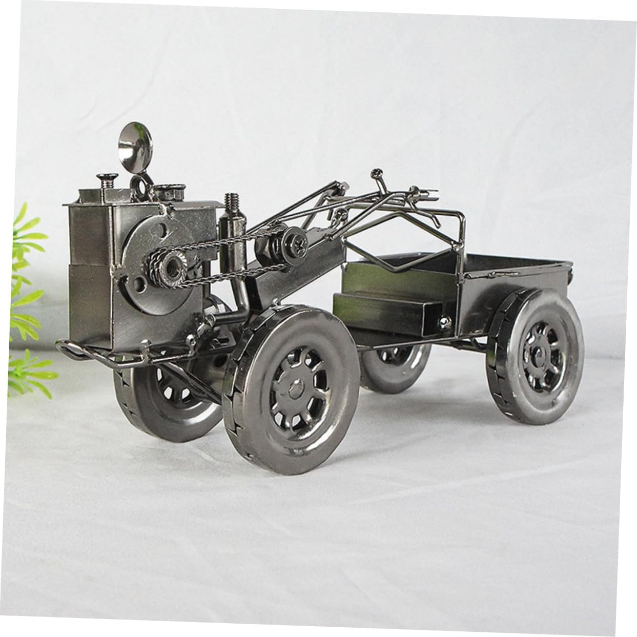 Vintage Metal Tractor Model Movable Bucket Retro Farmhouse Decor for Home Office Desktop Decoration