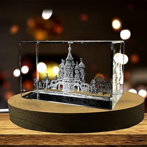 Recuerdo de recuerdo de cristal grabado en 3D de la catedral de San Basilio (XL)