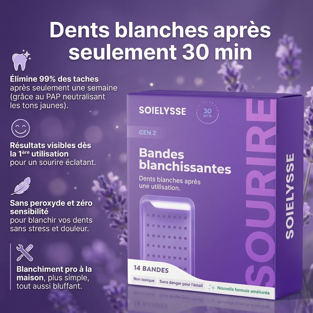 DrDent PURPLE WHITENING STRIPS, Bande Blanchiment Dentaire Violet sans Peroxyde, 42 Bandes Blanchissantes Dents avec Formule PAP+ pour un Sourire Éclatant à la Maison (1 Stück - 14pc)