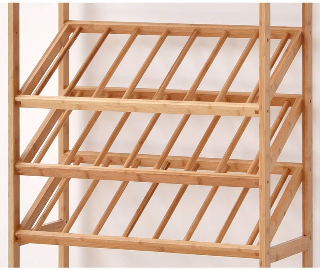 European Style Bar Floor Wine Cabinet Wood Wine Storage Display Rack With Wine Glass Rack (Color : Walnut Size : Five floors)