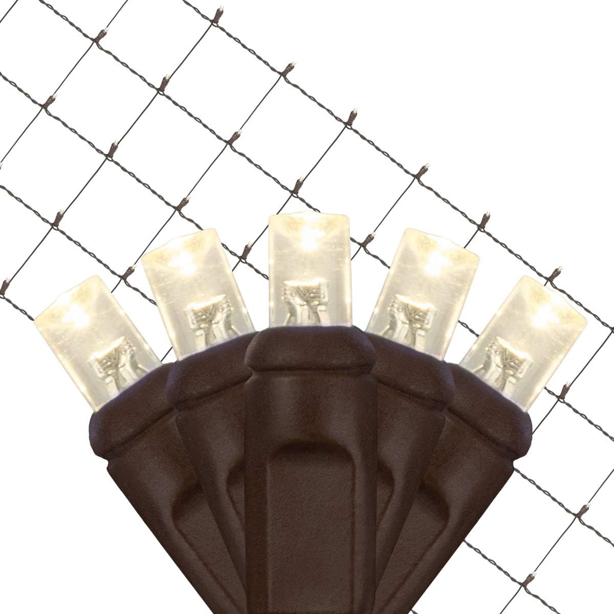 Wintergreen Lighting Warm White LED Tree Trunk Wrap Lights – 2' x 6' Net Tree Wrap Christmas Lights, Outdoor Holiday Yard Decor, 100 Lights on Brown Wire