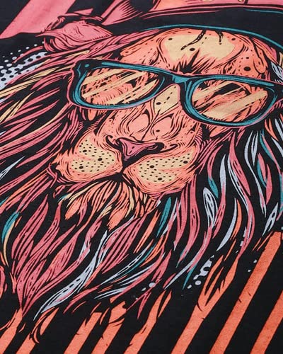 Veirdo® Pure Cotton Regular Fit Sleeveless Scoop Neck Black Lion Printed Casual Vest for Men & Boys (TSH_G4_Lion_BLK) - Image 4