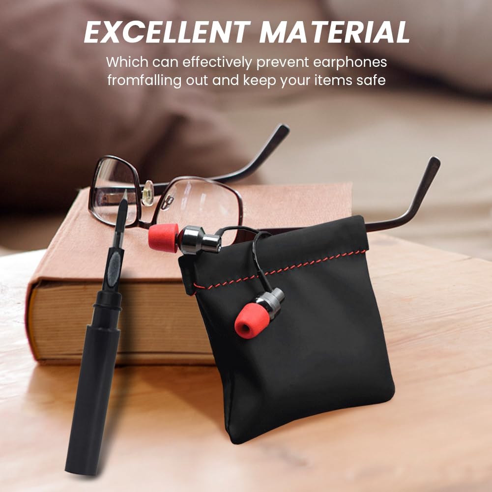 2pcs Earphone Pouch PU Leather Headphone Organizer Bag with 1pc Earphone Cleaning Pen, for Storing Headphones Coins, Keys - Image 4
