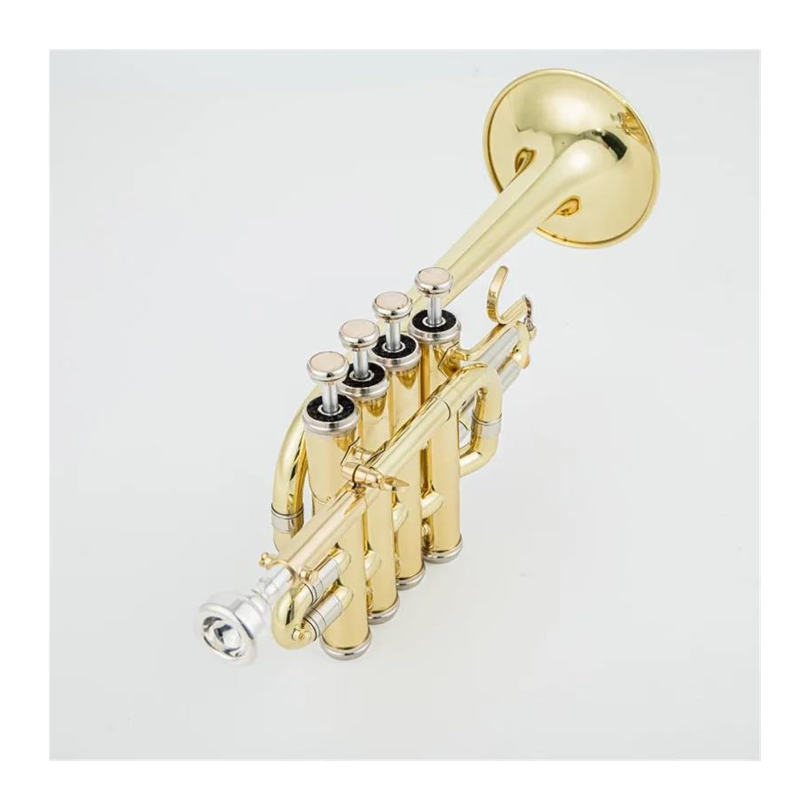 BABYCE Trompete Blasinstrument Professionelle Hochtrompete Bb Piccolo Trompete Messing Gold Silber Lackoberfläche Trompete (Color : Gold)
