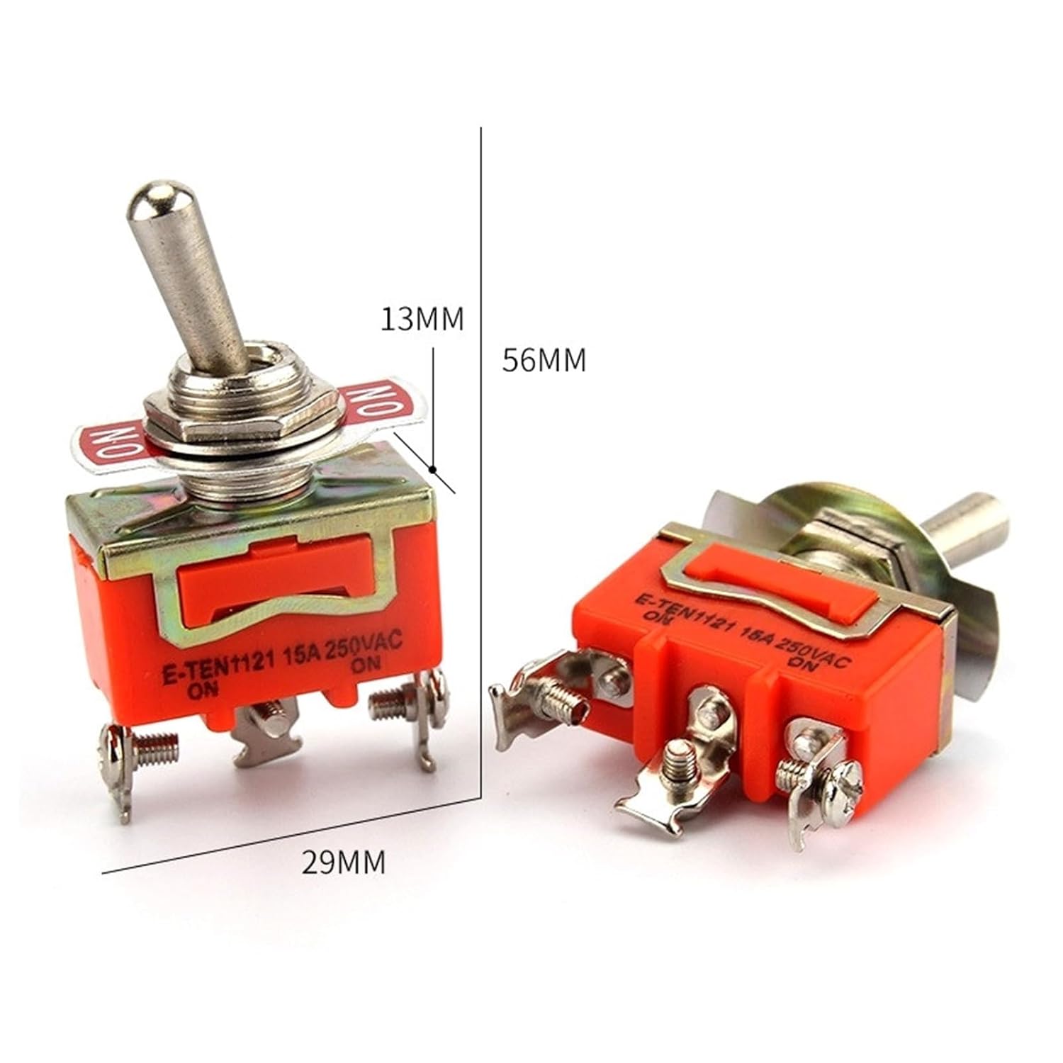 10Pcs 12mm Toggle Switch Toggle Rocker Switches E-TEN1121 3PIN ON-ON 15A 250V