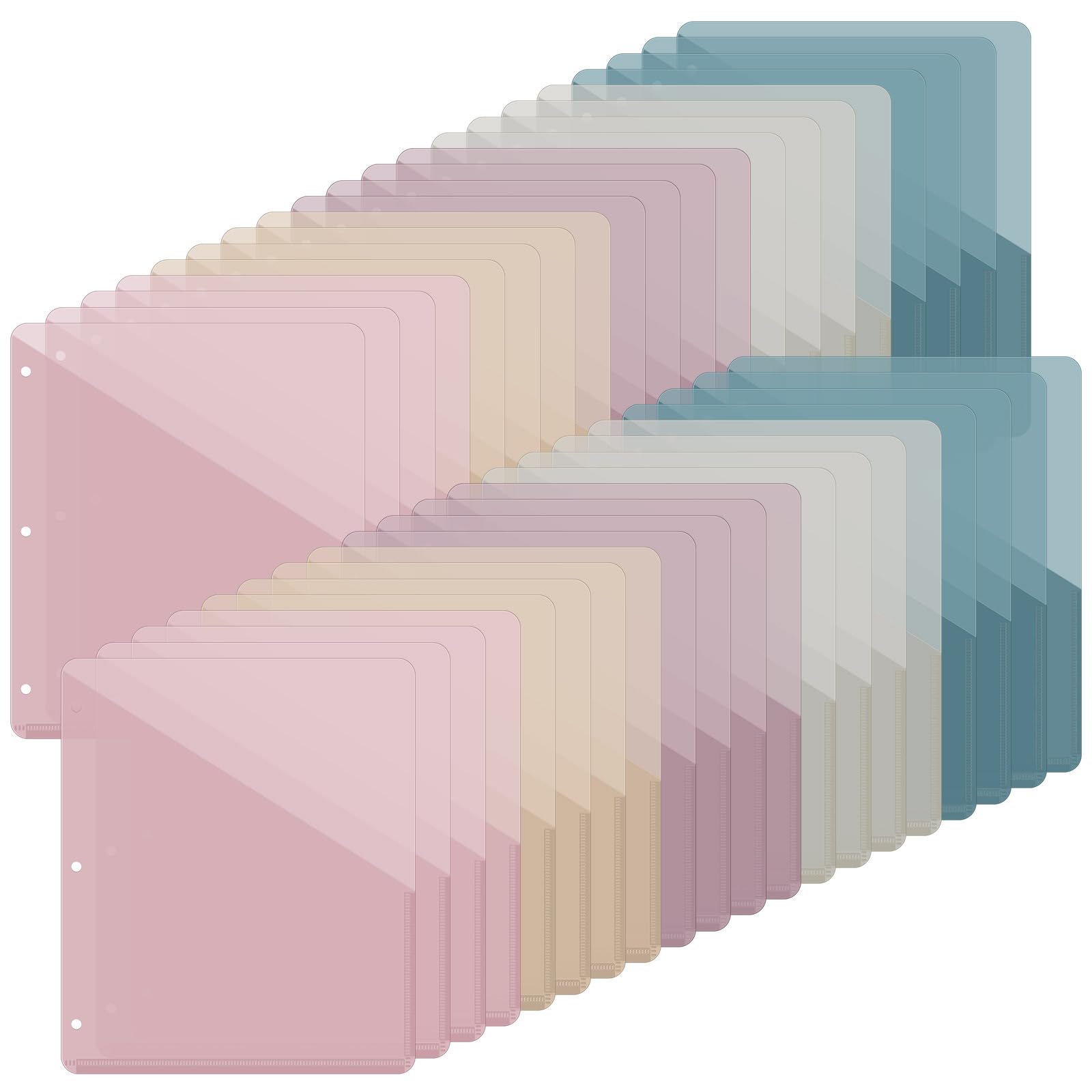 Maitys 50 Pack Binder Pockets 3 Ring, Letter Size 8.5x11,Morandi Color
