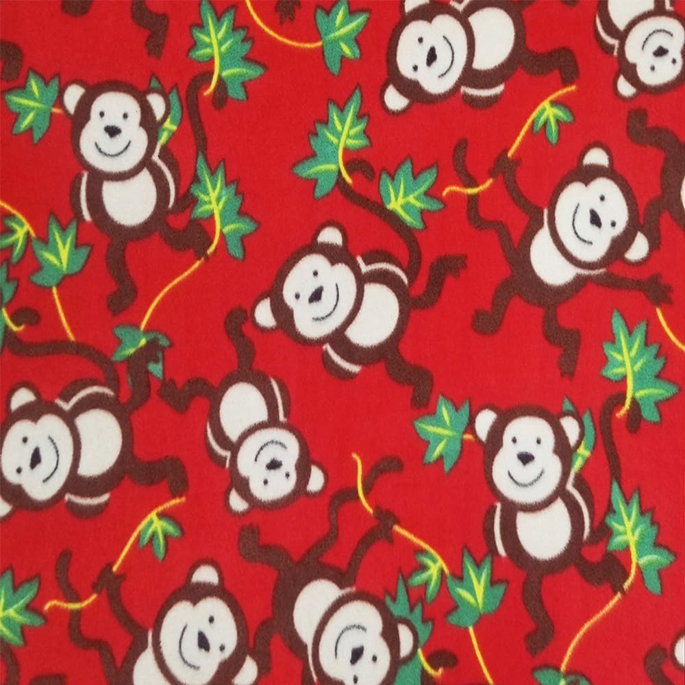 Pico Textiles 2 Yards Bolt - Navy Jungle Monkeys Fleece Fabric - Sold by The Bolt - Print Fleece Fabric - Ideal for Sewing Projects, Scarves, No Sew Throws & Tie Blankets
