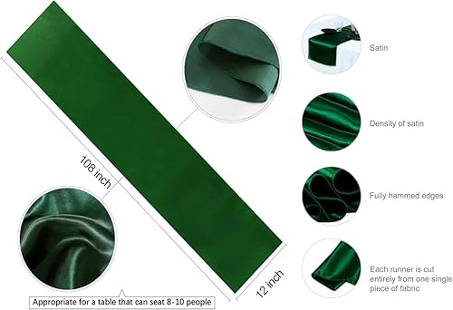Miniatura 9 de MDS - Paquete de 30 caminos de mesa de satén de 12 x 108 pulgadas para bodas, decoraciones para fiestas de cumpleaños, banquetes, graduaciones,
