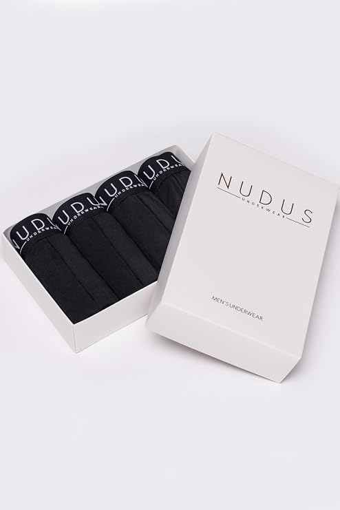 NUDUS Premium Bamboo Rayon Underwear for Men 4-Pack Luxury Gift Box Ultra Soft & Breathable Low Rise Sexy Undies with Fly