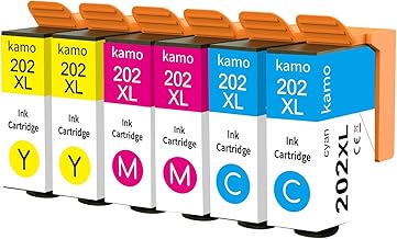 Kamo 202XL Cartouches Multipack Compatible avec Epson 202 XL Cartouche d’Encre, pour Epson Expression Premium XP-6000 XP-6005 XP-6100 XP-6105 (2X Cyan/Magenta/Jaune)