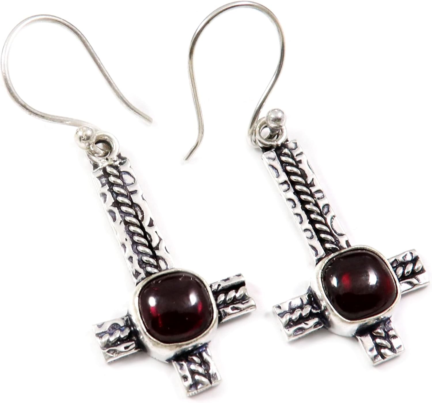 Garnet Tiger Eye Black Onyx Gemstone 925 Sterling Silver Drop/DangleEarring Handmade Jewelry Goyal Exports SEG184