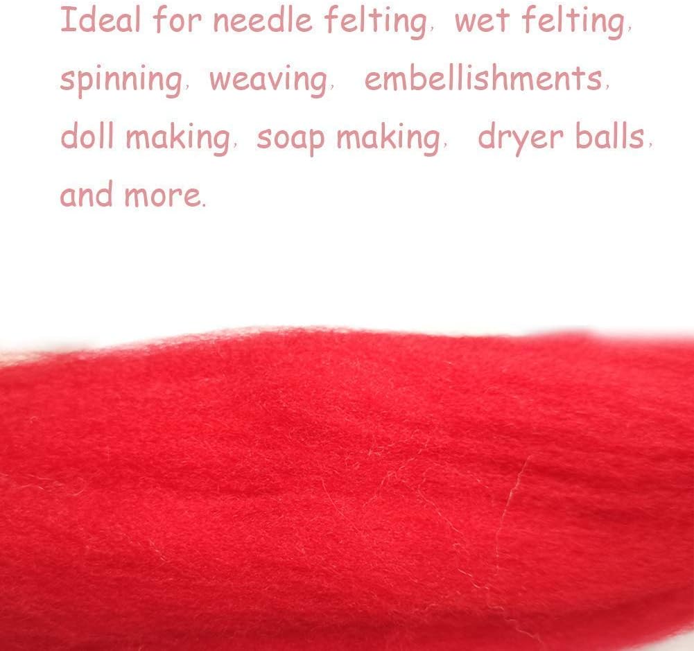 2 Pcs Wool Roving Bulk - 8.82oz Super Wool Chunky Yarn, Wool Roving Top for Needle Felting, Soft Felting Wool Supplies for Hand Spinning, Felting, Blending, Weaving and DIY Craft