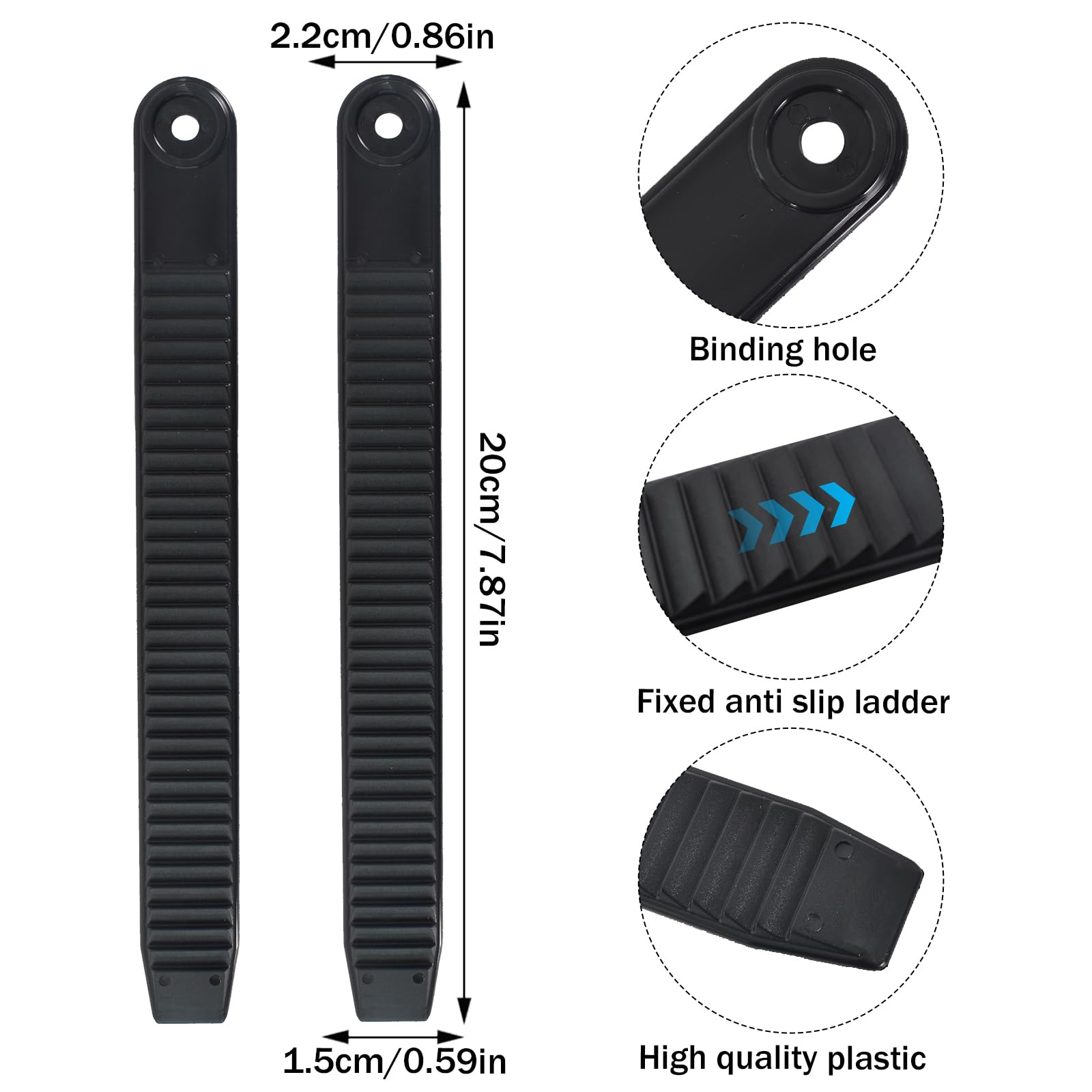 1 Paire Sangles de Cheville de Snowboard, Fixation d'échelle de Remplacement, Sangles de Patins en Ligne, Longueur 20cm, Noires
