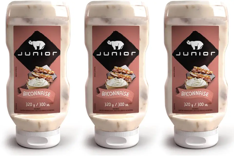3 Baconnaise Maionese De Bacon Junior Kerry Frasco 360g