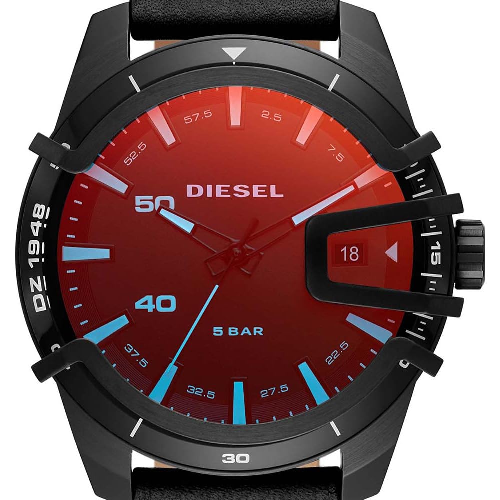 Diesel Orologio Caged da uomo, movimento al quarzo con Cinturino in silicone, acciaio inossidabile o pelle