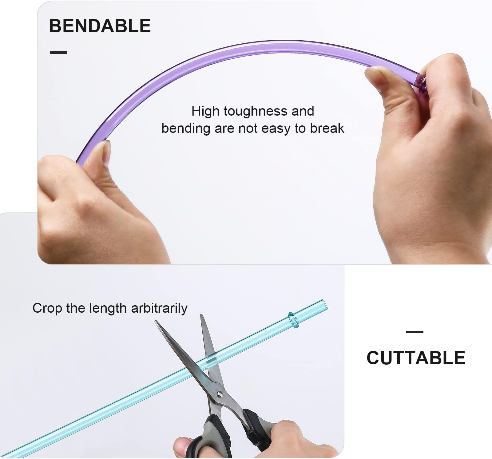 24 PCS, Reusable Straws with 4 Brushes, 10.5" Long Tritan Hard Plastic Straws, 12 Colors Translucent Replacement Drinking Straws for 16OZ-32 OZ Tumblers, Cups, Jars, Stanley, YETI, Starbucks, BPA Free