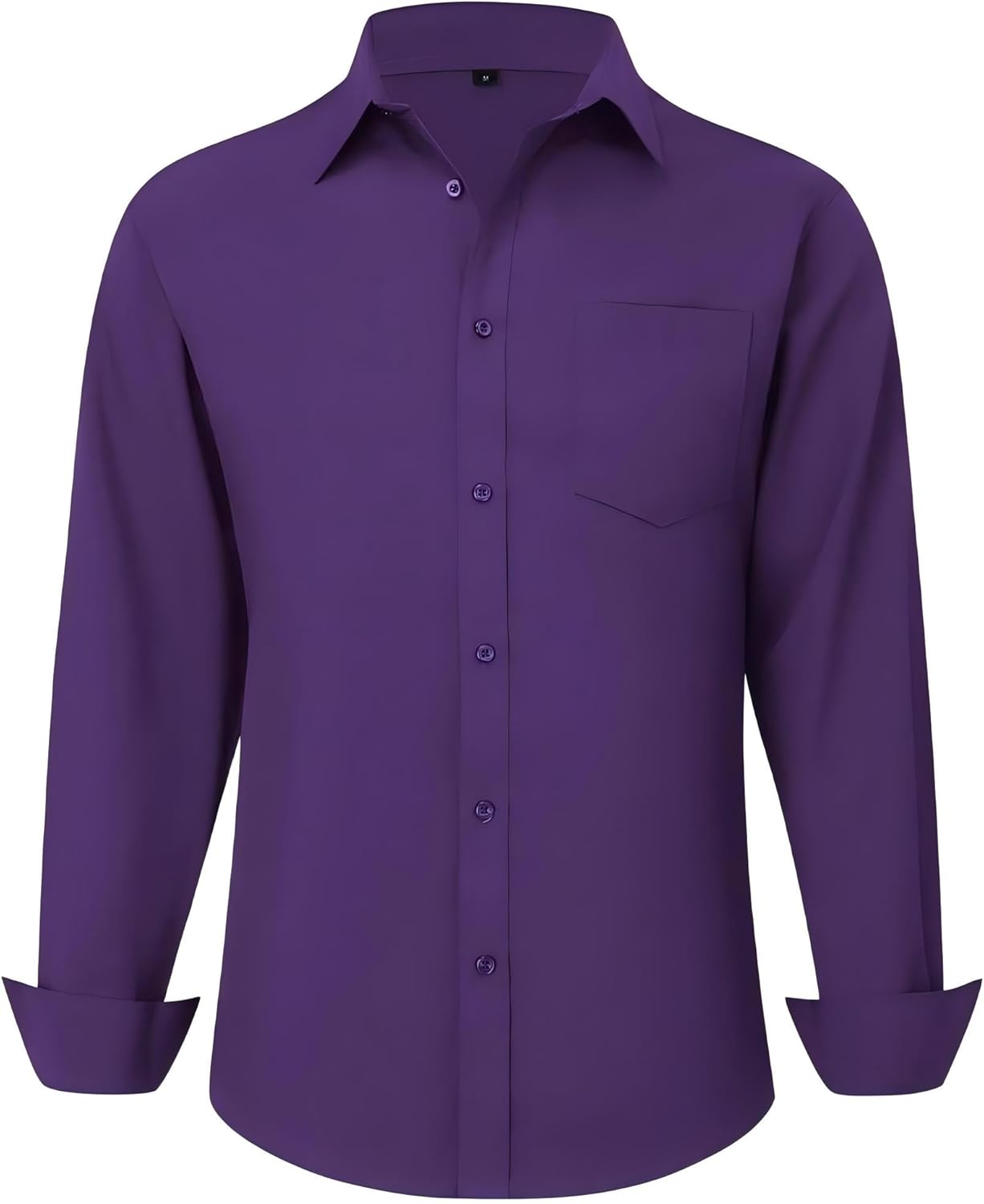Men's Long Sleeve Dress Shirts, Regular Fit Stretch Wrinkle-Free Business Casual Button-Down Shirts with Front Pocket