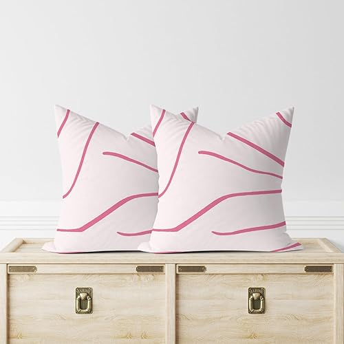 Miniatura 2 de Zyadsinoudor Set of 2 Throw Pillow Case Boho Pink Geometric Cushion Cases Traditional Chinese 22x22in Decorative Pillow Home Cotton Linen Elegant