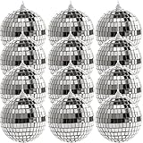 ULDIGI 12個ミニディスコボール クリスマスツリーオーナメント 鏡面反射 デコレーション用 吊り下げ飾り パーティーや祝い事に