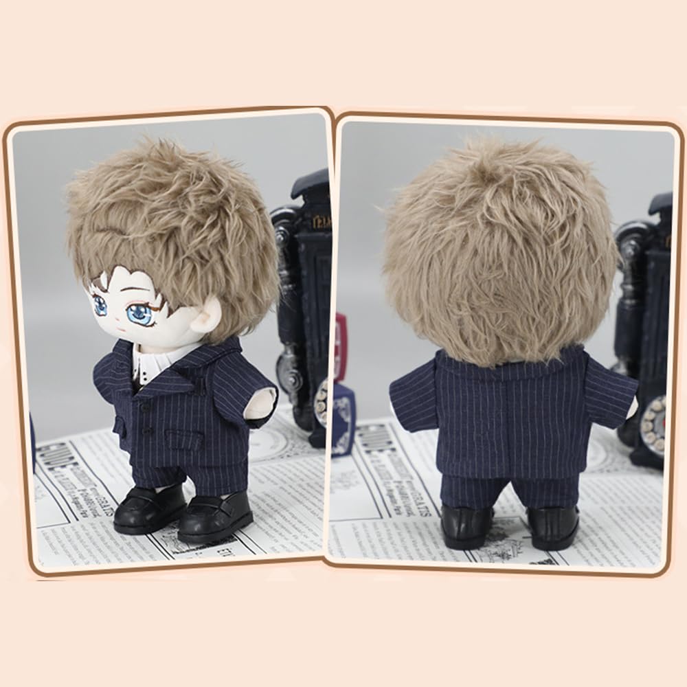 Ensemble De Vêtements Pour Poupée Peluche 20 Cm - Manteau, Chemise, Cravate, Pantalon - Gris - Accessoire Costume - Niannyyhouse