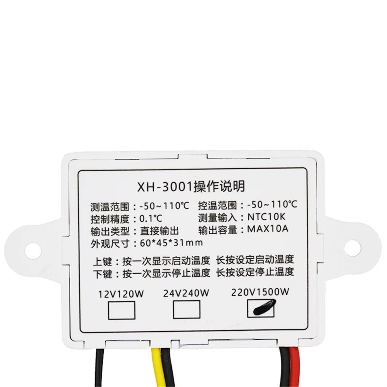 10 pcs/lot régulateur de température micro-ordinateur Thermostat 220 V avec sonde chaleur refroidissement XH-W3001 contrôle