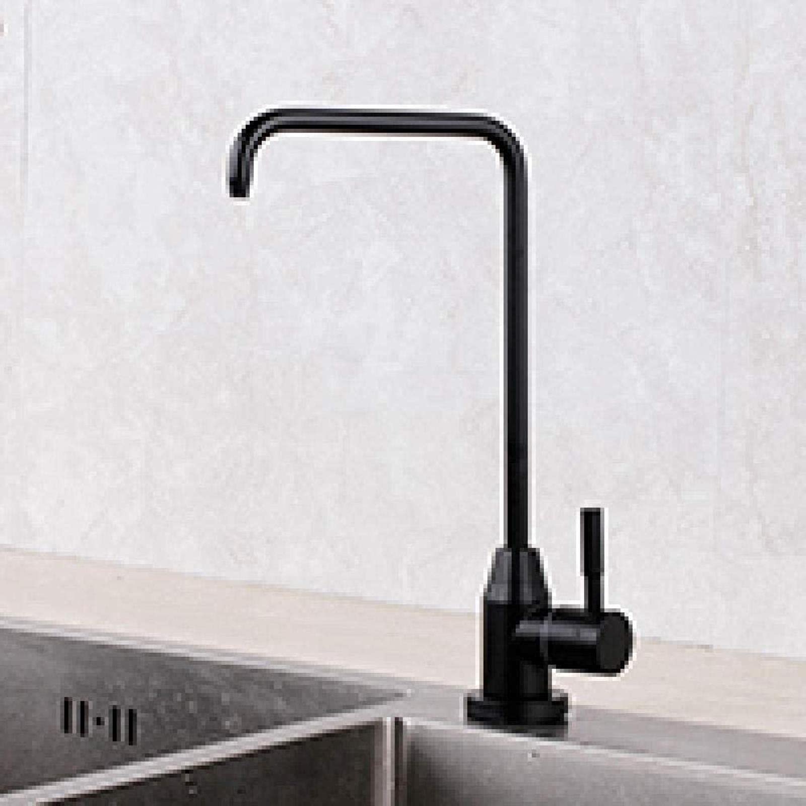 Robinet d'eau en acier inoxydable pur premium mitigeur noir mat pour eau potable droite