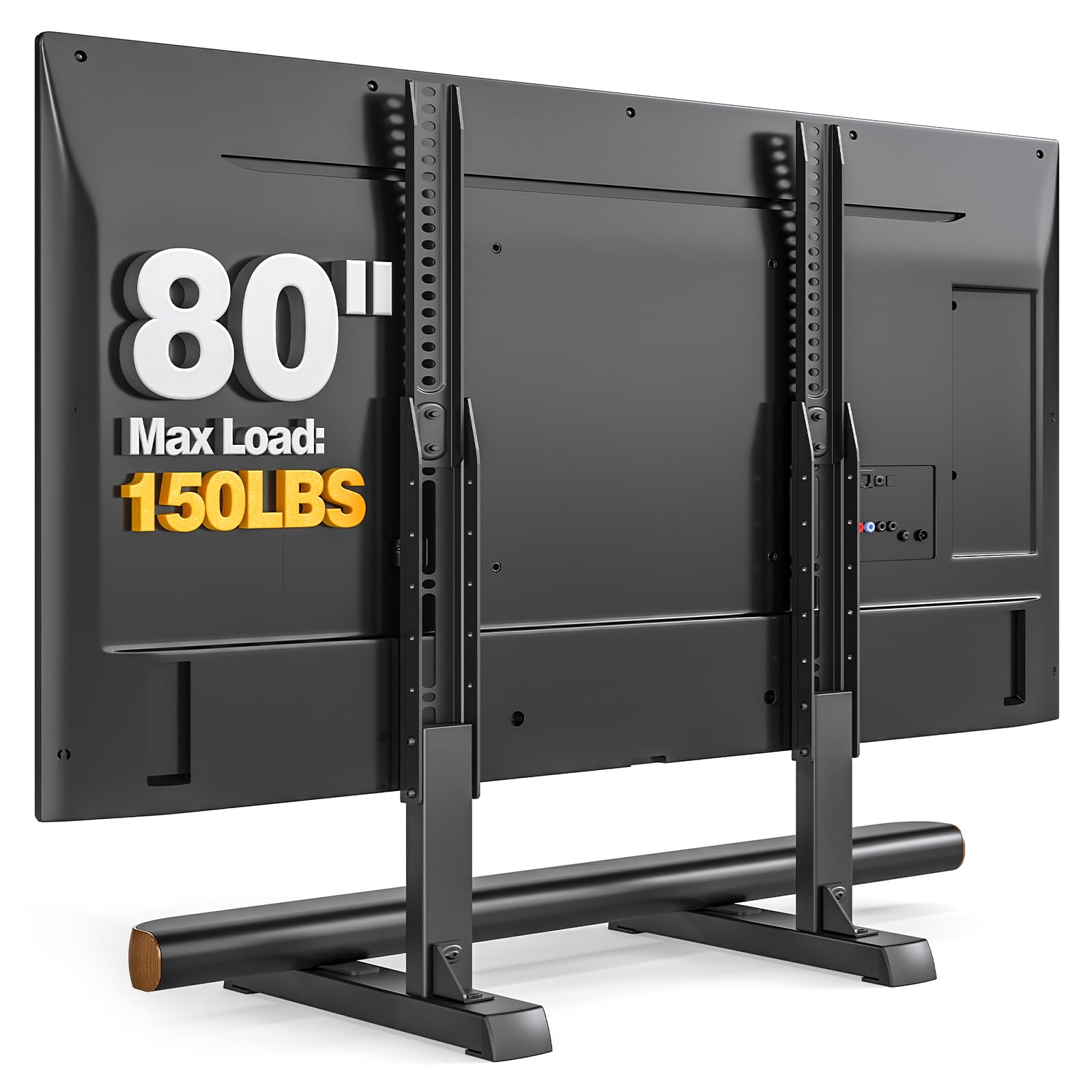 Photo 1 of Universal TV Stand Mount for 24-80 inch Flat or Curved TVs, Height Adjustable TV Legs, Steel Table Top TV Base Holds up to 150 lbs, Replacement TV Feet with Cable Management, Max VESA 800x500mm, Black