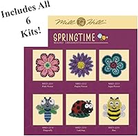 Vista 2 de Bugs and Flowers Mill Hill Springtime - Juego de 6 adornos con cuentas (2023), más calcomanías decorativas "Needleworker