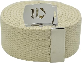 Old English Initial"W" Canvas Military Web Belt & Silver Buckle 60 Inch