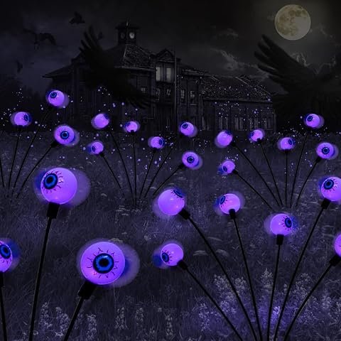 BeHiller 2-Pack Solar Halloween Eyeball Garden Lights