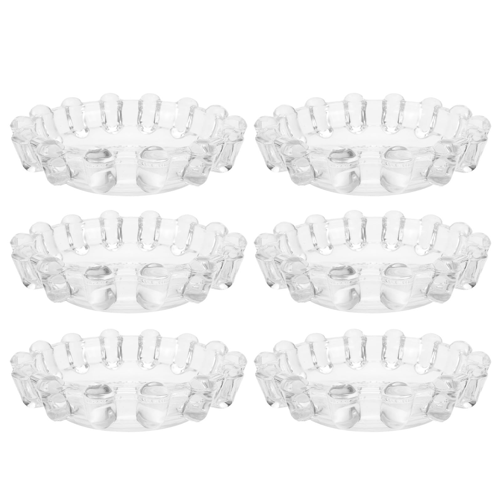 6 Piezas Plato de Velas de Pilar Redondo de Vidrio, 14 CM