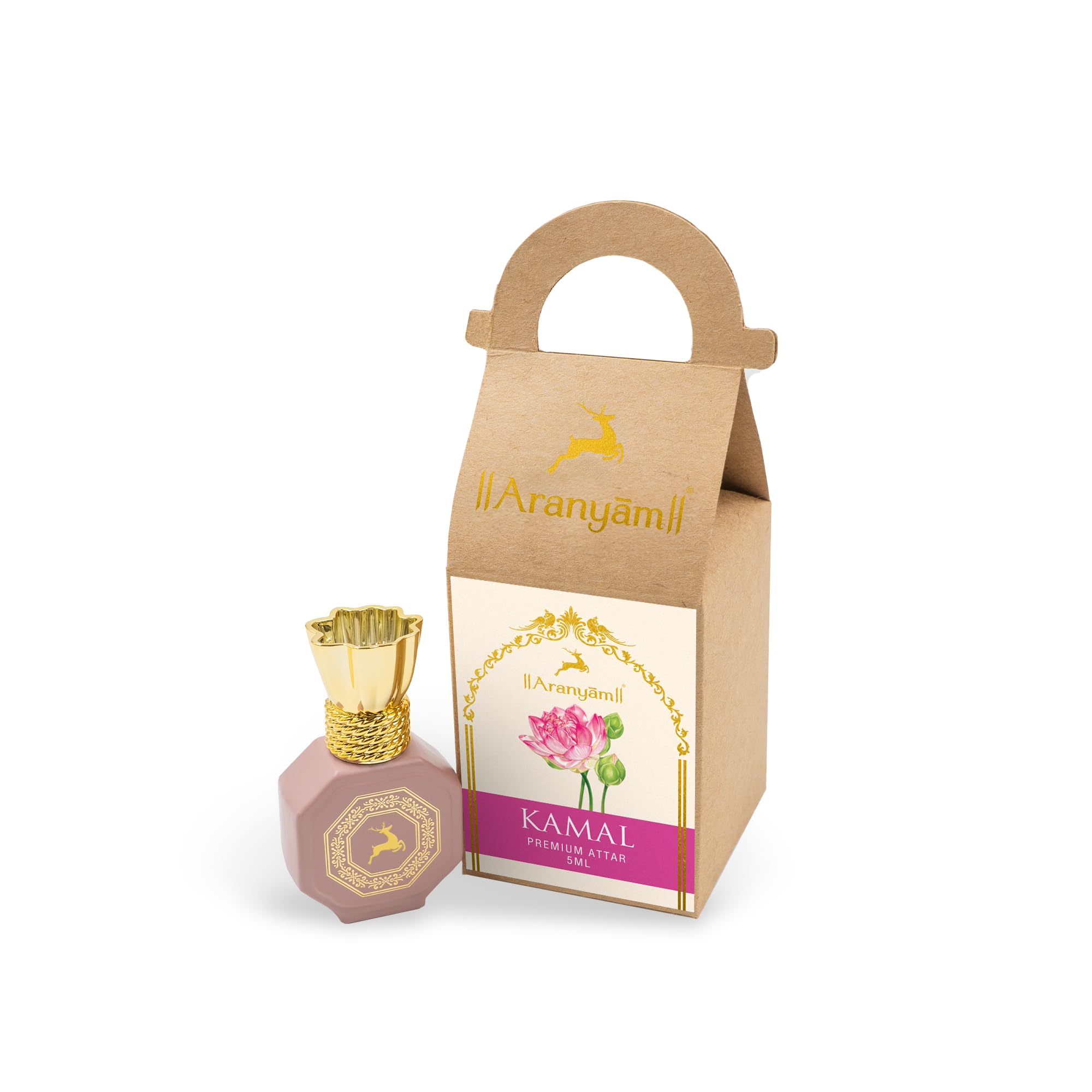 Aranyam Perfumes Kamal Attar (Real Pink Lotus) (5 ML) - Long Lasting Floral Perfume for Women, Attar for Worship 0% Alcohol Pure & Undiluted