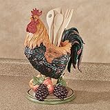 Touch of Class Tuscany Rooster Utensil Holder - Resin Decor - Red, Purple, Green, Gold - Kitchen Tool Container for Counter, Island, Cupboard - Chanticleer Collector