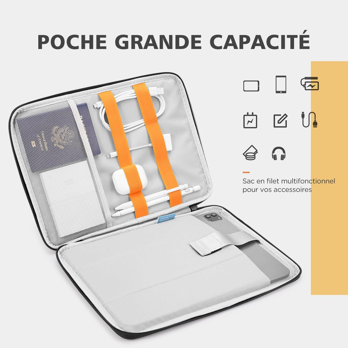 NIDOO 10-11 Pouces Tablette Pochette Housse de Protection Étui Sacoche Manche Sac de Transport pour 10,9" 10,2" iPad 10 9/11" iPad Pro M2 M1/10,9" iPad Air M1/Surface Go 3/Tab M10 Plus Gen 3/MatePad