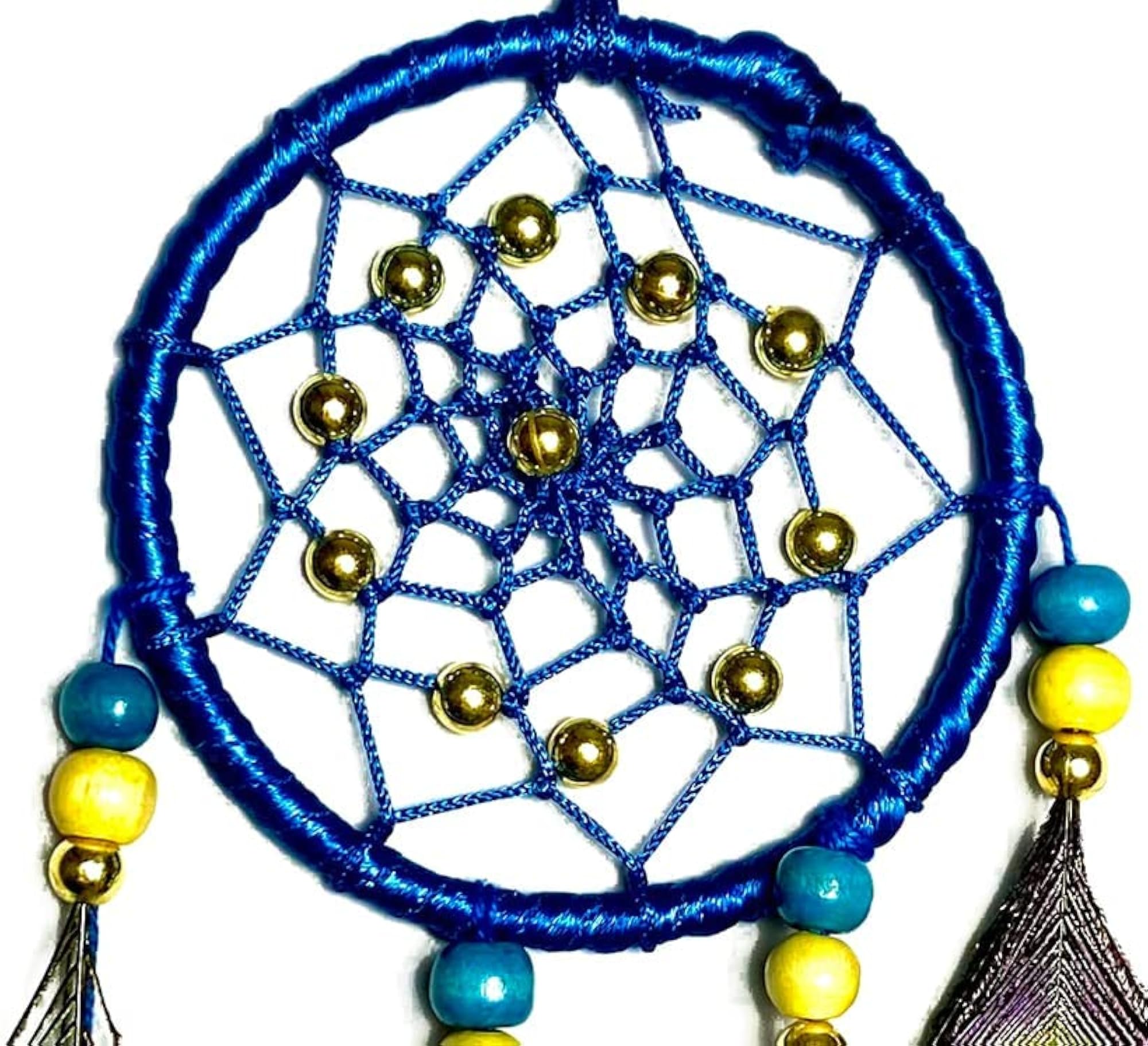 ASHVAH Handmade Peacock Feathers Dashboard Hanging Decor