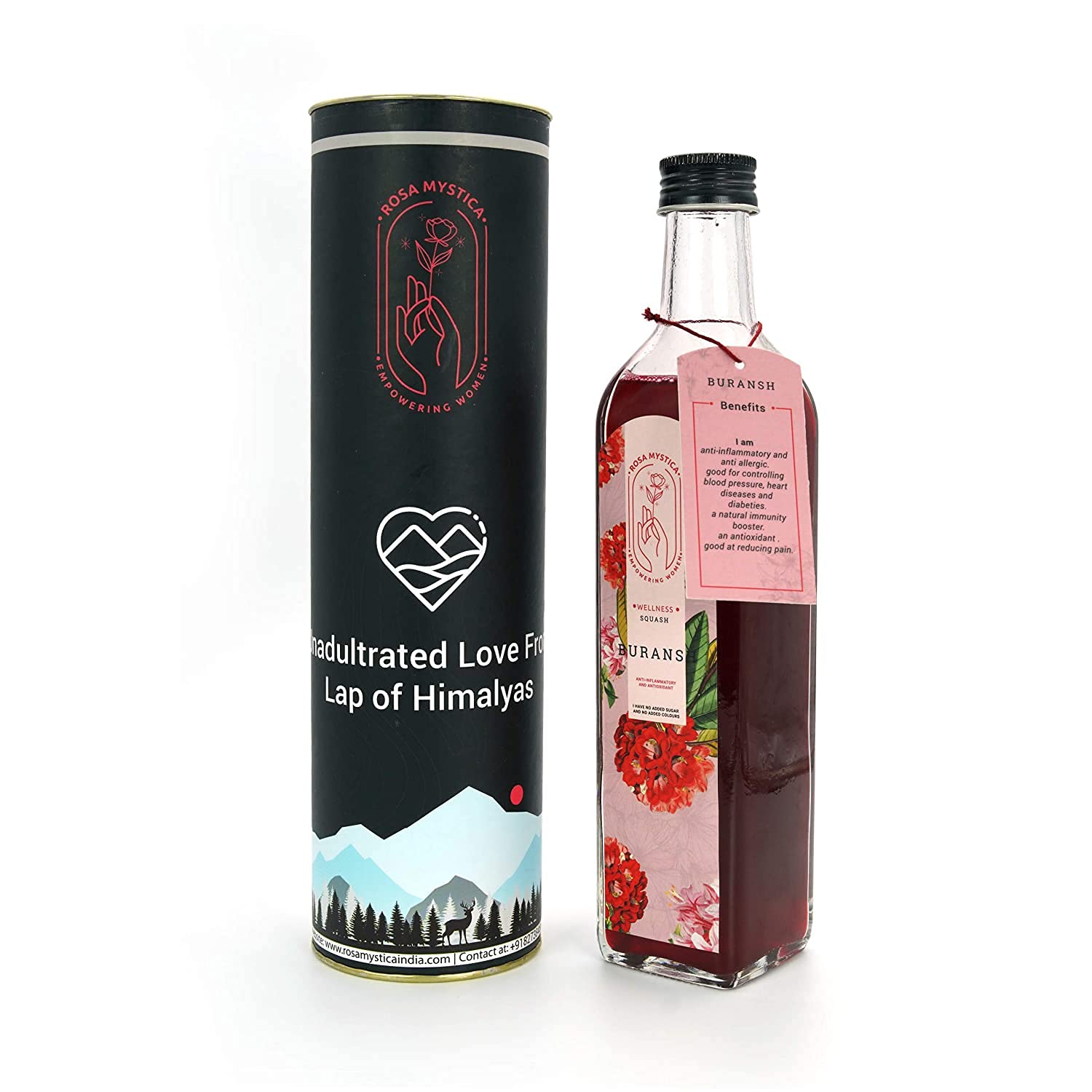ROSA MYSTICA wellness Premium Buransh (Rhododendron) Squash With No Added Sugar And Colors, Premium Himalayan Flower Drink - 500 Ml (Pet Bottle) (B0B536873R) Amazon Price History, Amazon Price Tracker