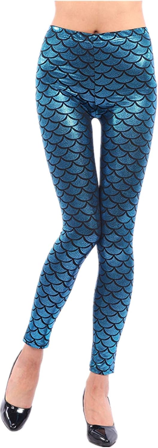 Women's Sexy Mermaid Shiny Leggings Fish Scale Shiny Tights