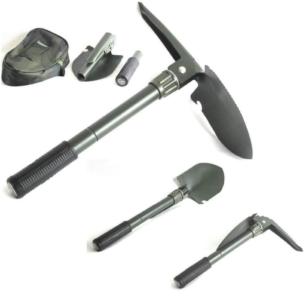 Eco Hometownโข Portable Camping Hiking Military Survival Garden Mini Folding Shovel with Compass and Case