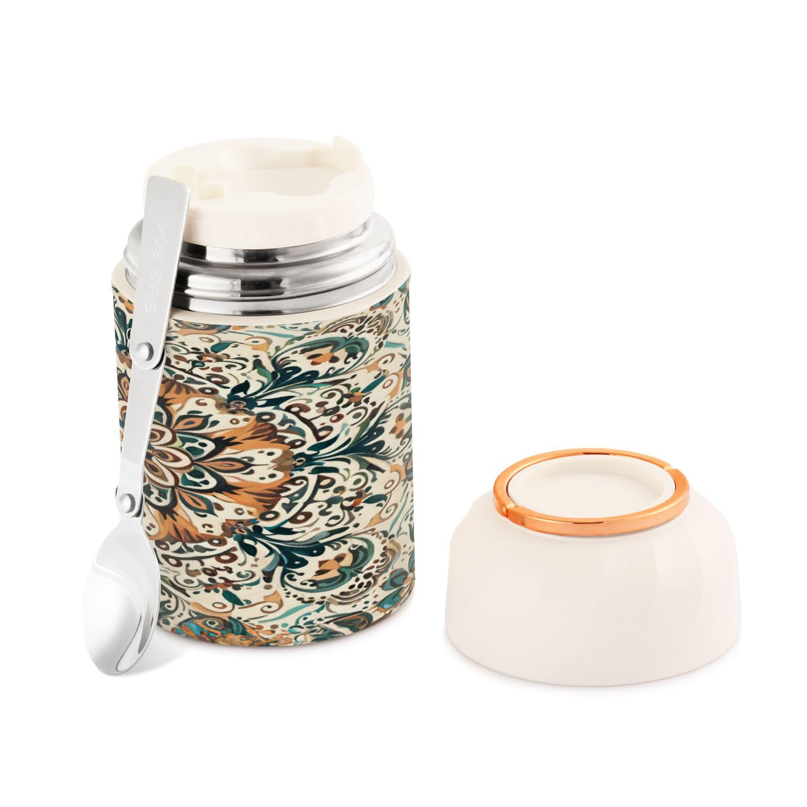 Tarro de comida sin BPA de acero inoxidable con cuchara para almuerzos sanos