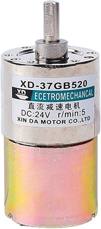 12V/ 24V 5W XD-37GB520 Miniature Gear DC Geared Motor Low Speed High Adjustable Speed Adjustable Direction Size 5 RPM, Color 12V