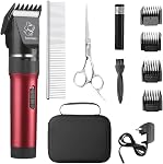 Sminiker Clippers de chat et de chien à faible bruit et sans fil rechargeable Kit de grooming avec sac de rangement 5 Speed Professional Clippers Animal Kit de grooming pour animaux