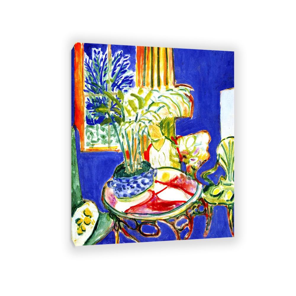 MYCGGDGH Henri Matisse Painting Reproduction Small Interior in Blue Fine Art Canvas Henri Matisse wall art canvas prints for home decor for living room Bathroom Office 65x50cm(26x19in) Frame