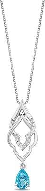 Jewelili Enchanted Disney Fine Jewelry Swiss Blue Topaz Jasmine Necklace